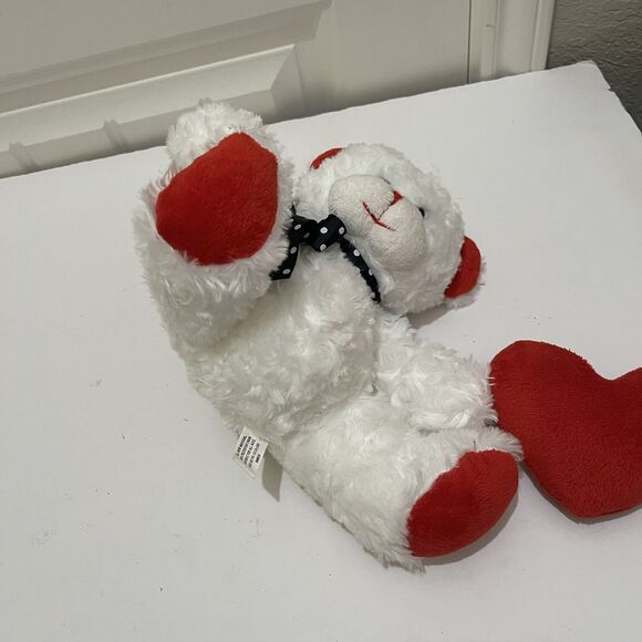 Burton & Burton White Bear 8" Plush Holding Red Heart I Love You John 15:12 - Picture 9 of 10